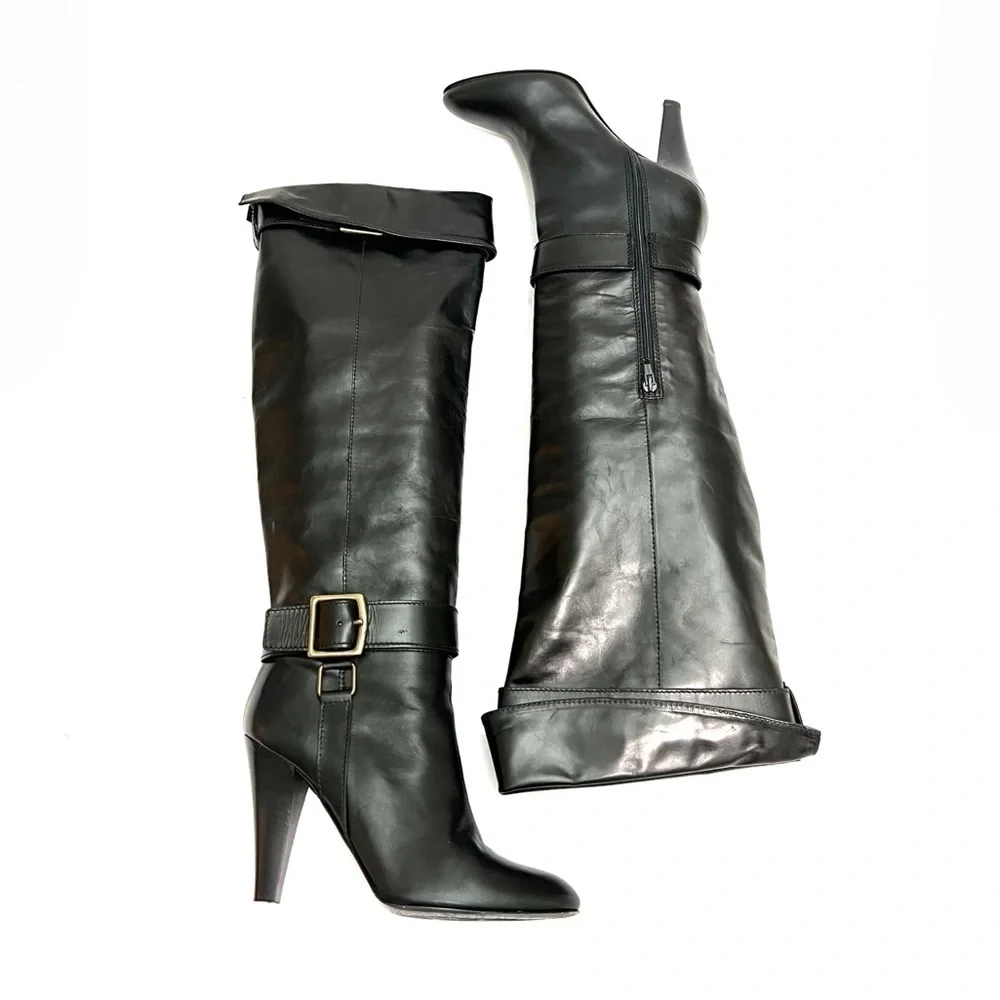 COACH | Vintage 1990s black leather over the knee heeled fashion boots